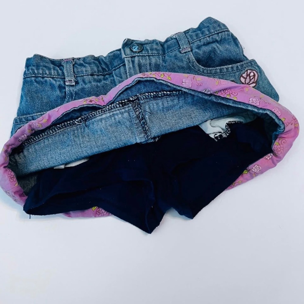 Disney Princess Girls Denim Skort Size 5 Embroidered Floral - Picture 6 of 7